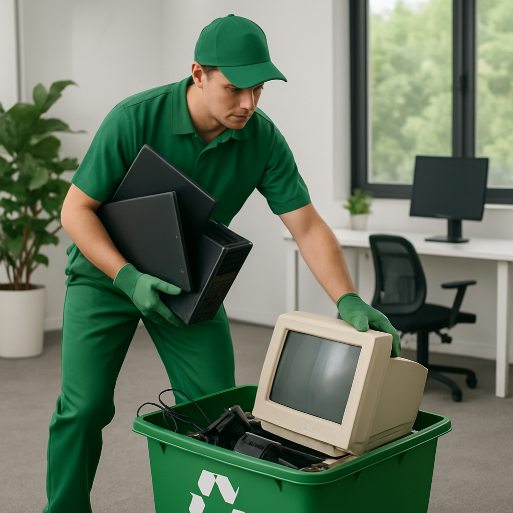 E-Waste Uncle team picking up old electronics from a Delhi NCR office